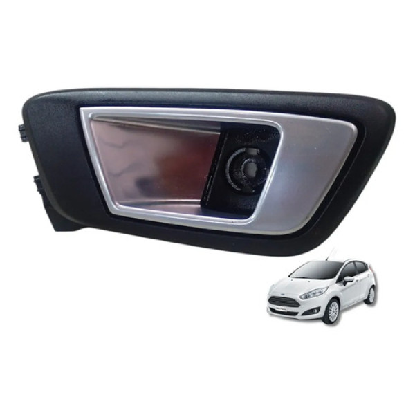 Maçaneta Interna Trasei Esquerda Ford New Fiesta 2013 A 2018 Preto Traseira