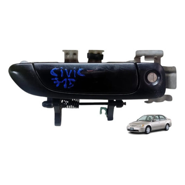 Maçaneta Externa Dianteiro Esquerdo Honda Civic 2001 A 2006 Preto Dianteira