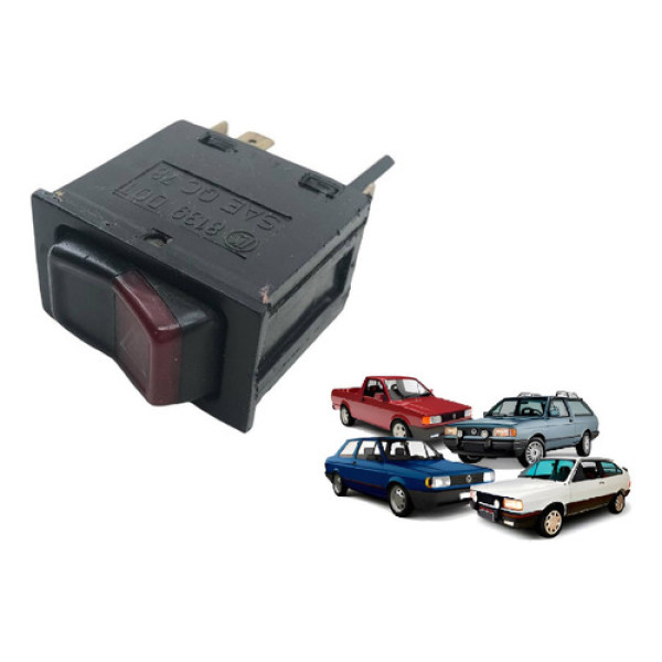 Interruptor Pisca Alerta Gol Saveiro Voyage Parati Quadrado Preto E Vermelho