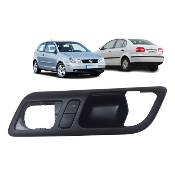 Moldura Maçaneta Interna Dianteiro Esquerdo Polo 2003 A 2010 Preto Dianteira