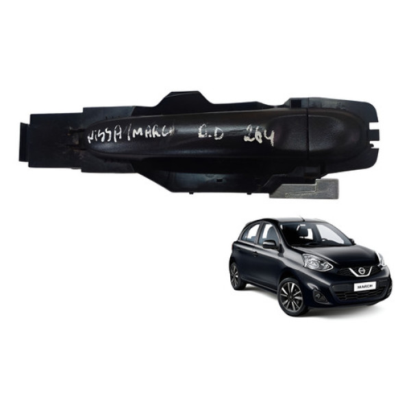 Maçaneta Porta Dianteira Direita March 2012 2013 Preto Dianteira