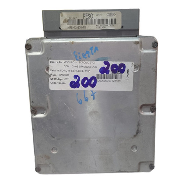 Módulo Injeção Fiesta 1996 1997 1.3 Endura 96fb12a650pb Peso