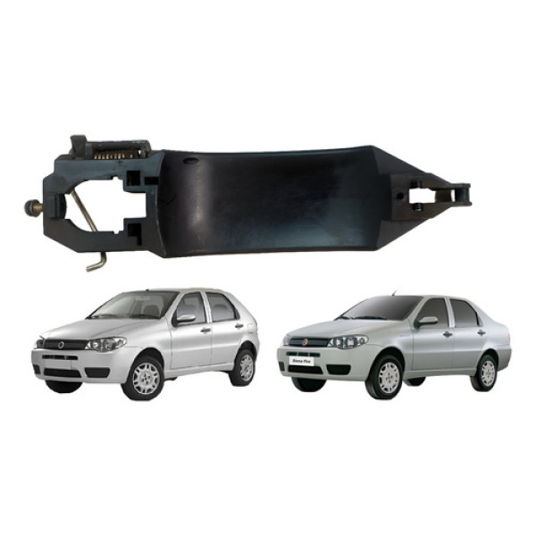 Suporte Base Moldura Maçaneta Dianteira Direita Palio Siena Preto Dianteira