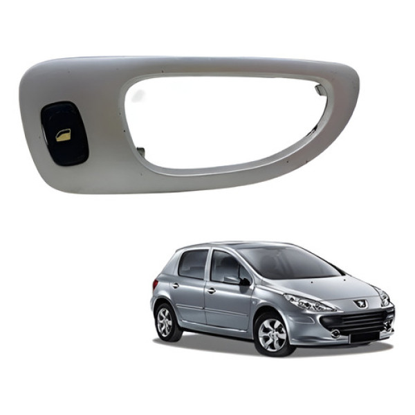 Moldura Maçaneta Peugeot 307 Traseira Direita 2009 2010 Prateado