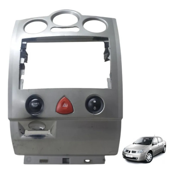 Moldura Painel Central Megane 2006 A 2013 C/ Botão Original Cinza