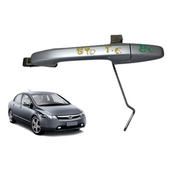 Maçaneta De Fora Externa Traseira Esquerda Honda Civic 07/11 Prateado Traseira