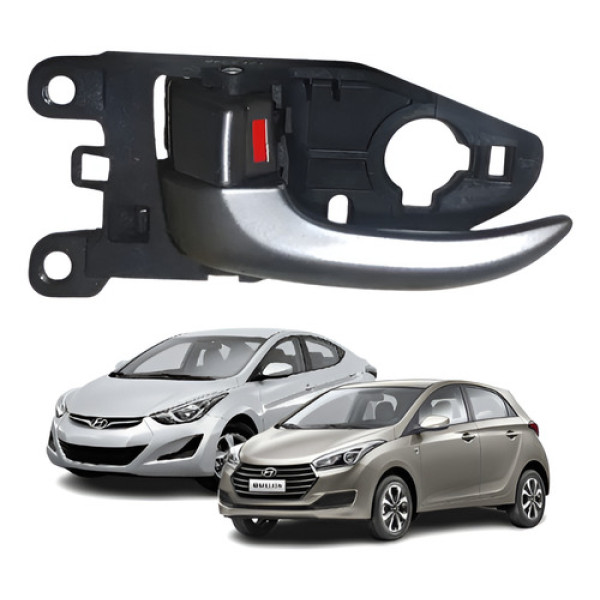 Maçaneta Interna Porta Dianteira Esquerda Elantra 2011 2014 Cinza-escuro Dianteira