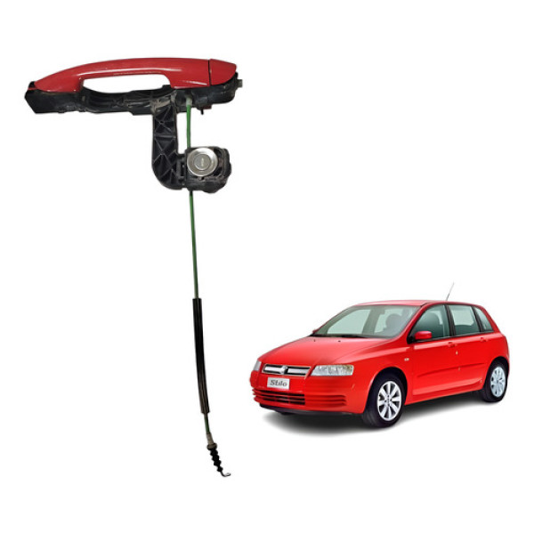 Maçaneta Fora Miolo Porta Dianteira Esquerda Stilo 2003 2012 Vermelho