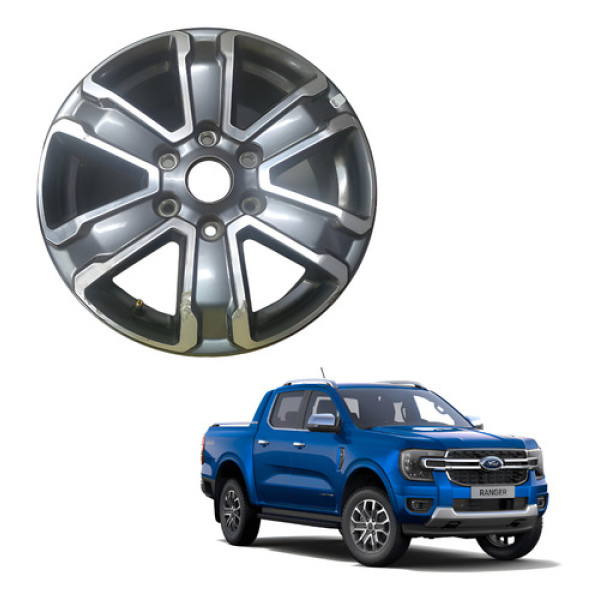 Roda Liga Leve Aro 17 Ranger Xlt Limited 2025 Avulsa Cinza Friso Cromado 2