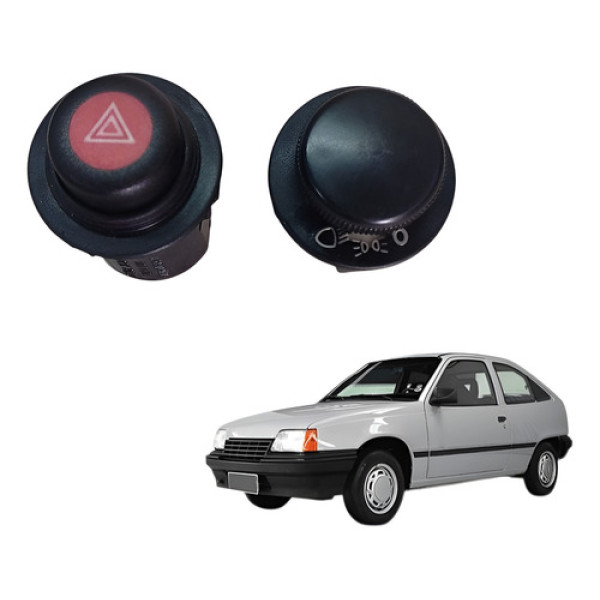 Chave Luz Botão Alerta Chevrolet Kadett Ipanema Monza 89 98 Preto