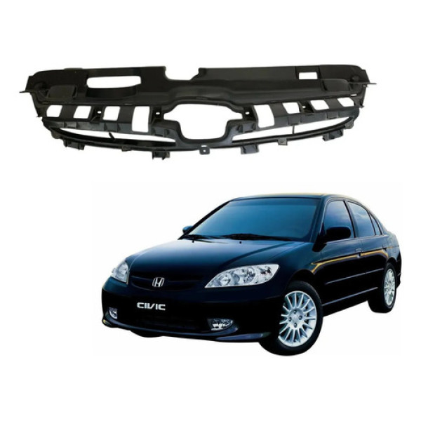 Grade Dianteira Radiador Honda Civic 2004 2005 2006 Preto Brilhante