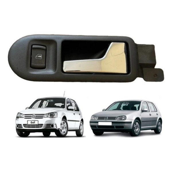 Maçaneta Interna Porta Dianteira Direita Vw Golf 1999 A 2014 Preto E Cromado Dianteira