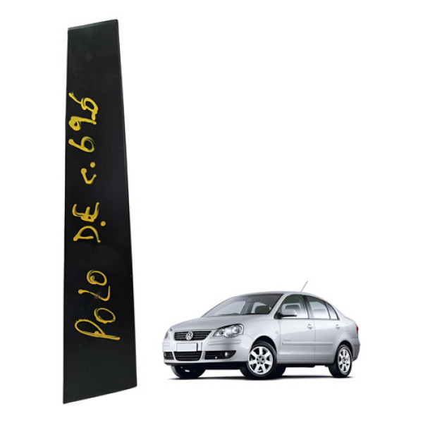 Moldura Acabamento Cluna Porta Esquerda Vw Polo 2007 2012 Preto