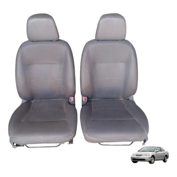 Jogo Bancos Dianteiros Honda Civic 2001 2002 A 2006 Couro Cinza