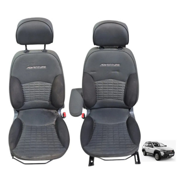 Par Jogo Bancos Dianteiro Fiat Palio Weekend Adventure 2014 Preto