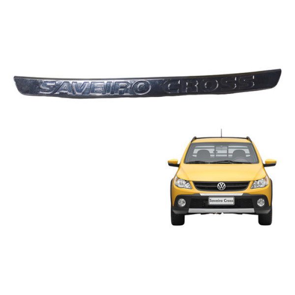 Friso Moldura Parachoque Logo Vw Saveiro Cross G5 2009 2012 Cromado