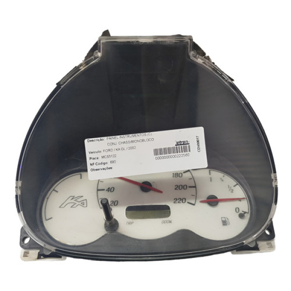 Painel Instrumentos Velocímetro Ka 2002 03 A 2007 1.0 Zetec